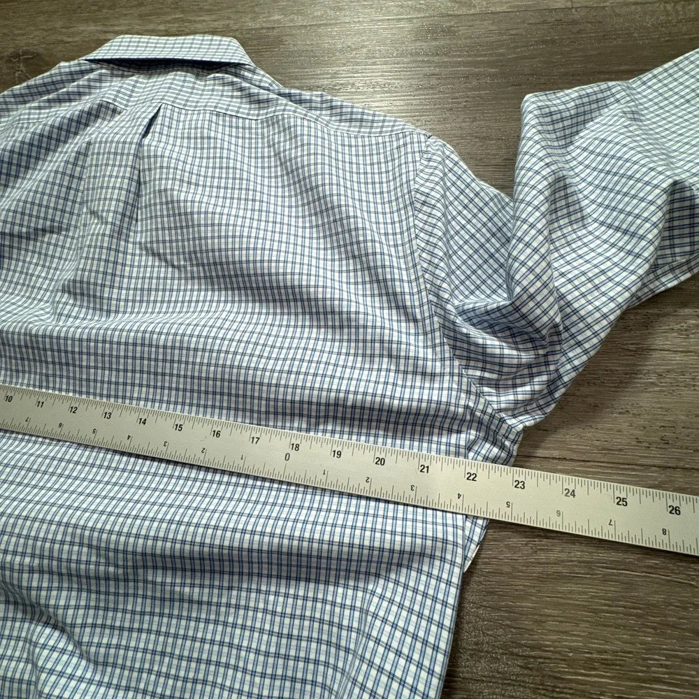 Banana‎ Republic Shirt Mens M Blue Cotton Non-Iron Classic Fit Check Business